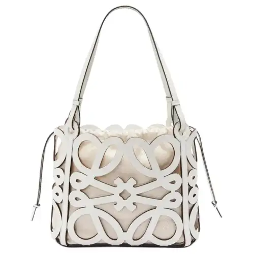 LOEWE Anagram Cow Leather Shoulder Bag Small Women's White