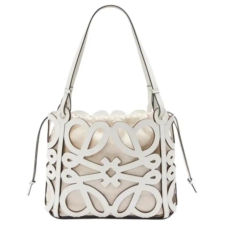 LOEWE Anagram Cow Leather Shoulder Bag Small Women's White
