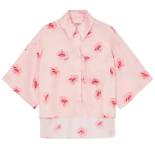 KENZO Shirts Women's Pink Pointed Collar Moderate Shirt