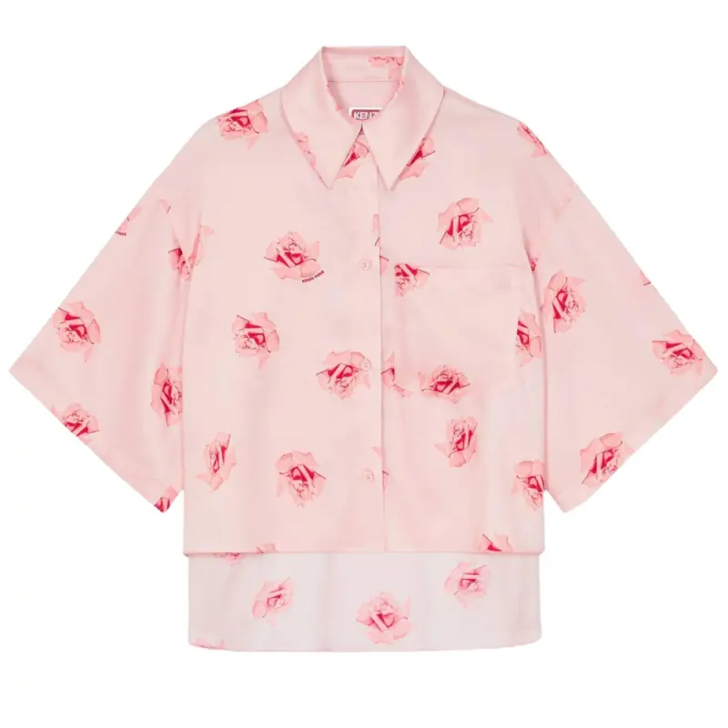 KENZO Shirts Women's Pink Pointed Collar Moderate Shirt