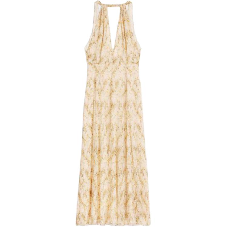 CELINE Sleeveless Dresses Women's Yellow V Neck Moderate Long