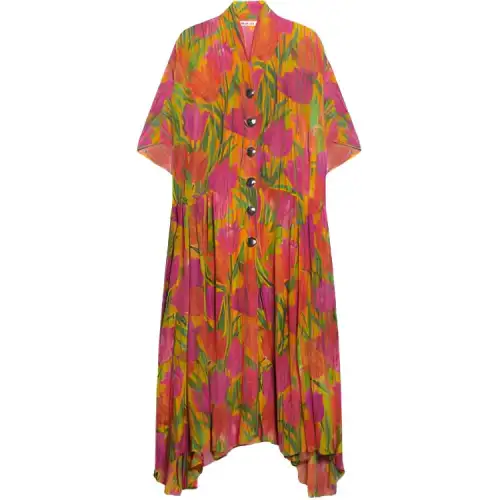 Balenciaga Short Sleeved Dresses Women's Yellow V Neck Moderate Long