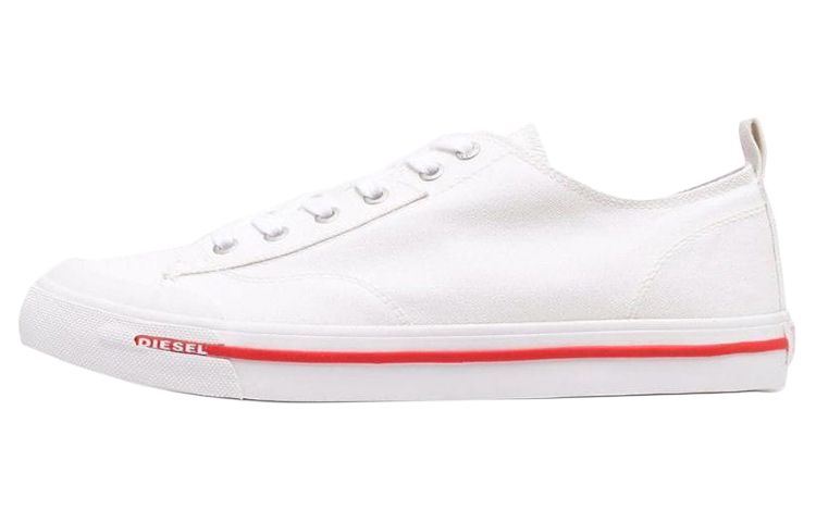DIESEL Хлопок Круглая голова со шнурками на плоской подошве Низкая банда панель обувь мужской стиль белый