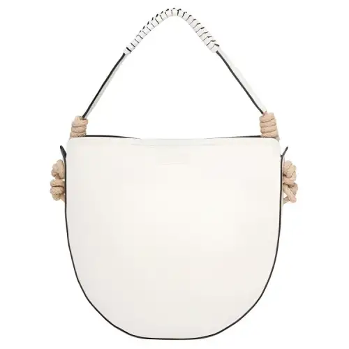 PRADA Luggage Collection Woven Rope Leather Handbag Women's White/Black