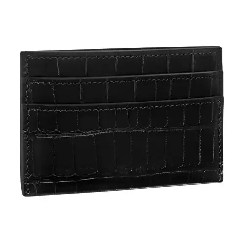 LOUIS VUITTON Crocodile Leather Card Holder Men's Black