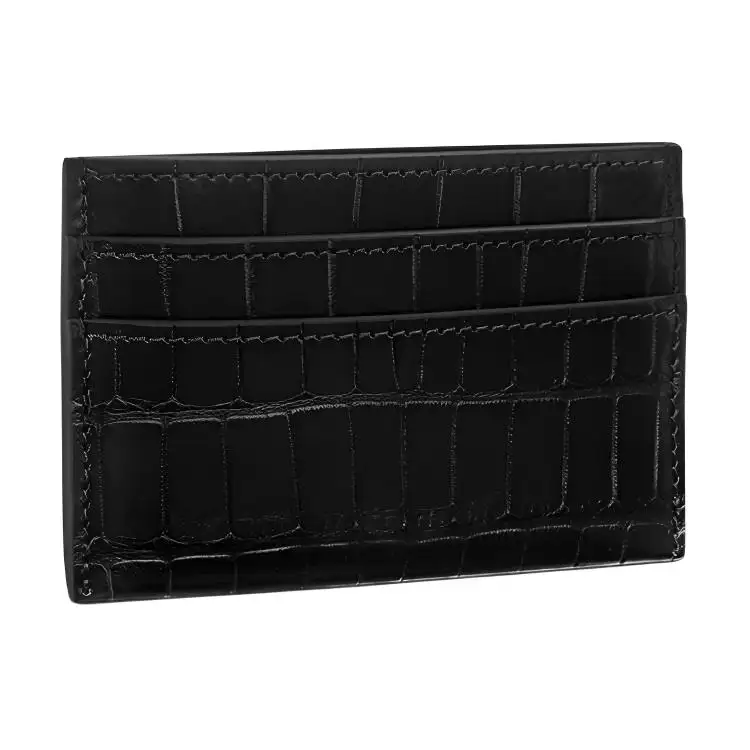 LOUIS VUITTON Crocodile Leather Card Holder Men's Black