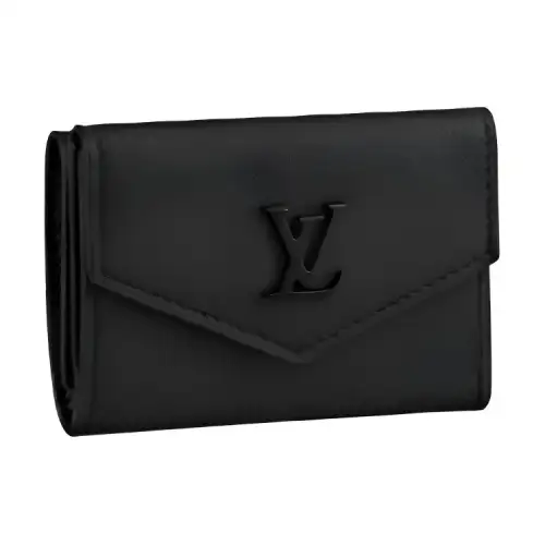 LOUIS VUITTON Calfskin Wallet Mini Unisex Black