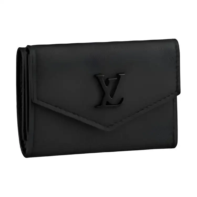 LOUIS VUITTON Calfskin Wallet Mini Unisex Black