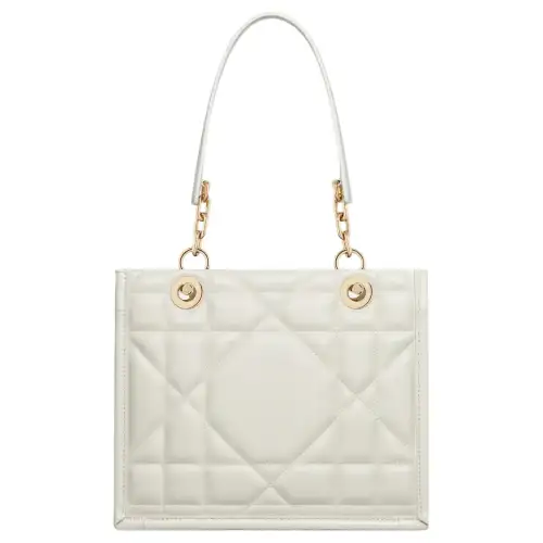 DIOR Cow Leather Handbag, Shoulder Bag Women's Cream White