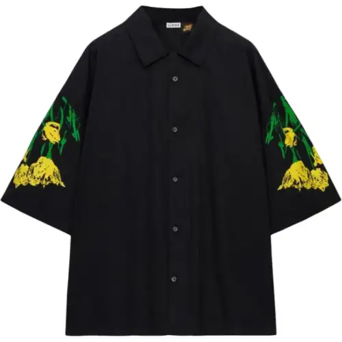 LOEWE Shirts Men's Black Lapel Moderate Other