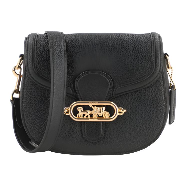 COACH Jade Litchi Grain Leather Shoulder Bag Women's Black