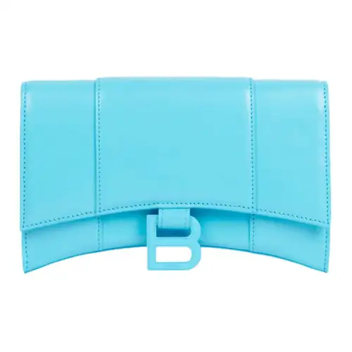 Balenciaga Hourglass Smooth Leather Crossbody Bag, Shoulder Bag Mini Women's Blue