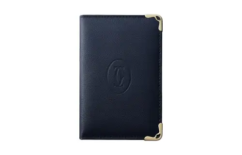 CARTIER Must De Cartier Cow Leather Card Holder Women's Midnight Blue