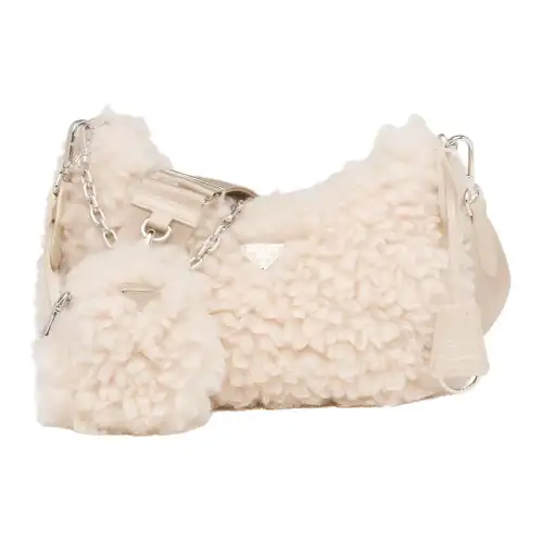 PRADA Re Edition 2005 Bag Wool And Cashmere Bag Mini Natural