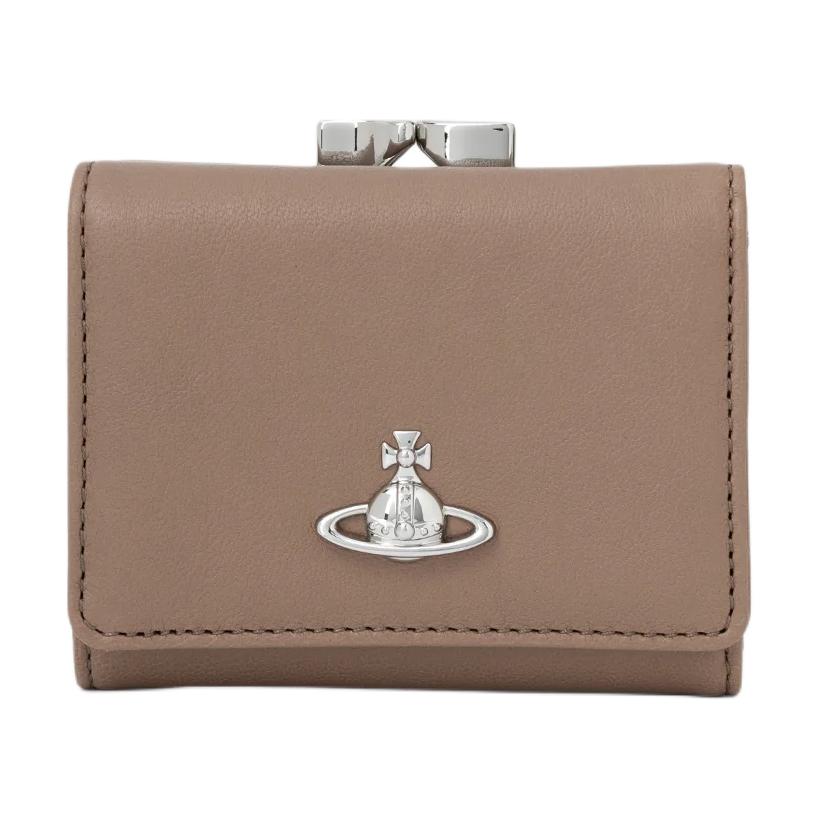 Vivienne Westwood Queen Mother Leather buckle design, compact yet spacious, sheepskin wallet, same style for men and women, beige