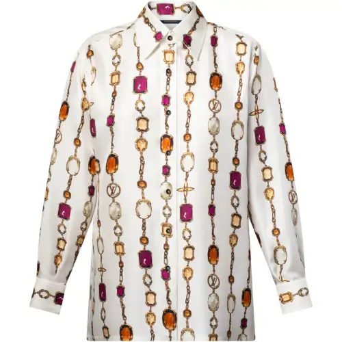 Lv Necklace Print Silk Shirt