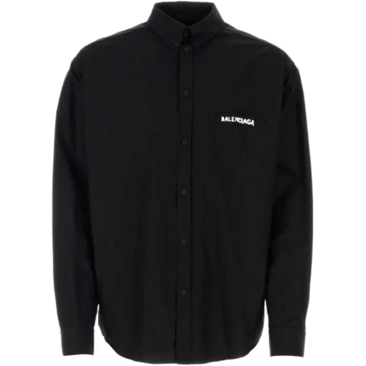 Balenciaga Shirts Men's Black Stand Collar Moderate Other
