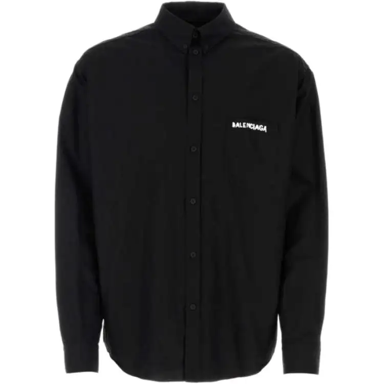 Balenciaga Shirts Men's Black Stand Collar Moderate Other