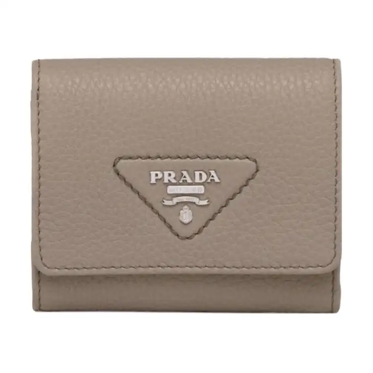PRADA Saffiano Leather Wallet Small Women's Clay Gray