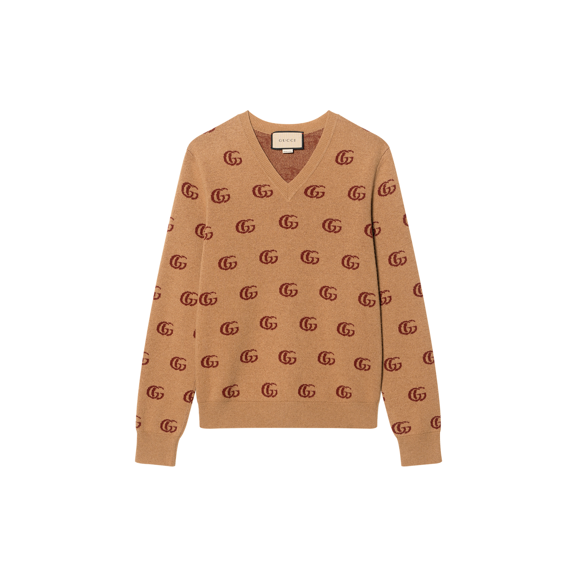 【Previous Season】Double G jacquard wool V-neck jumper