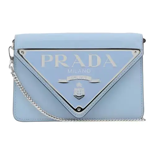 PRADA Luggage Collection Smooth Leather Crossbody Bag, Shoulder Bag Women's Light Blue