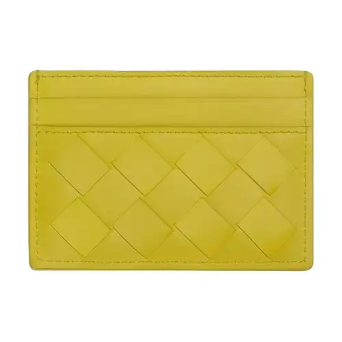 Bottega Veneta Fashion Intrecciato Leather With Calfskin Credit Card Holder Men's Yellow