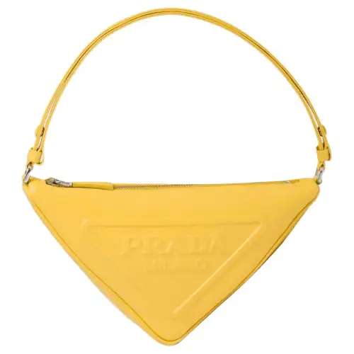 PRADA Triangle Leather Handbag Women's Sunlight Yellow