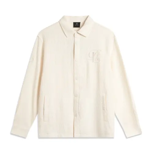 LiNing Wade series soft loose long-sleeved shirt with letter printed buttons on the back for men