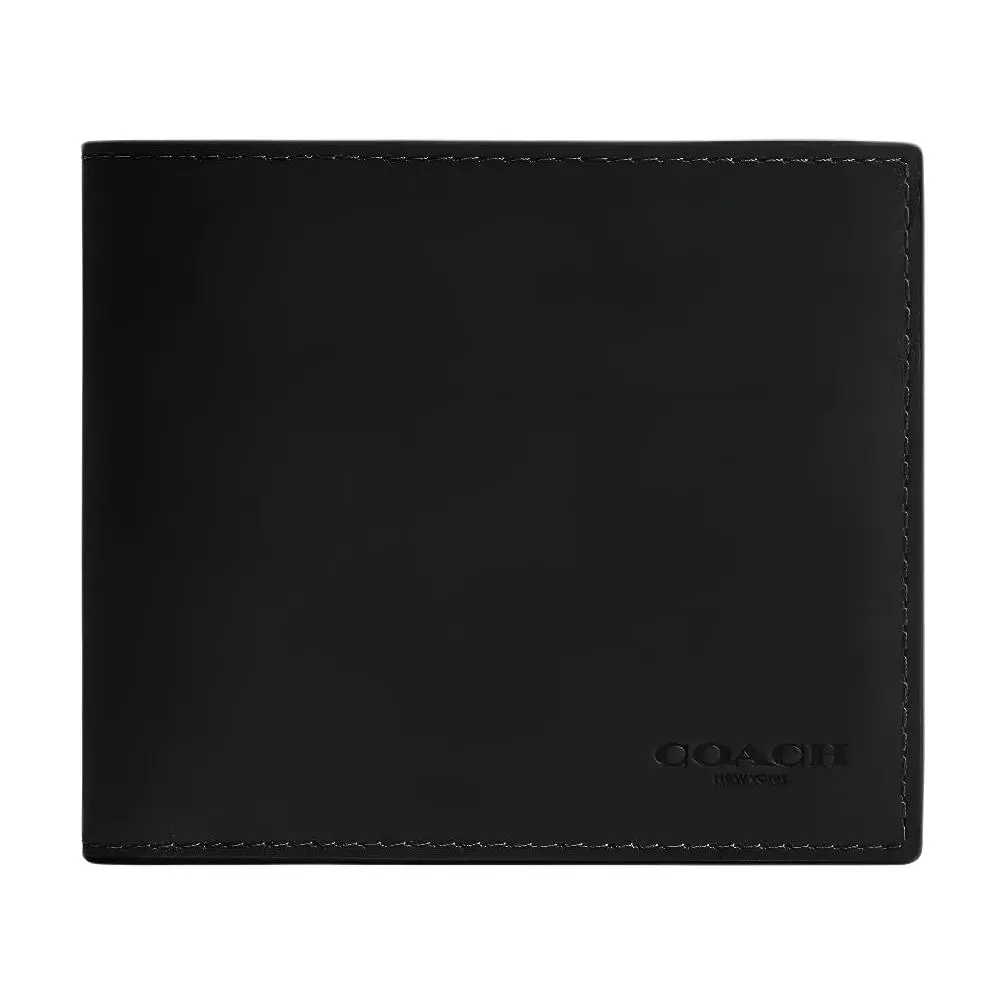 COACH Coin Wallet Grain Leather Wallet Regular Men's Black