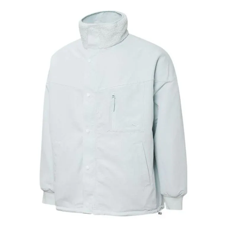 PUMA MMQ Velvet Jackets Unisex Sky Blue Stand Collar Moderate
