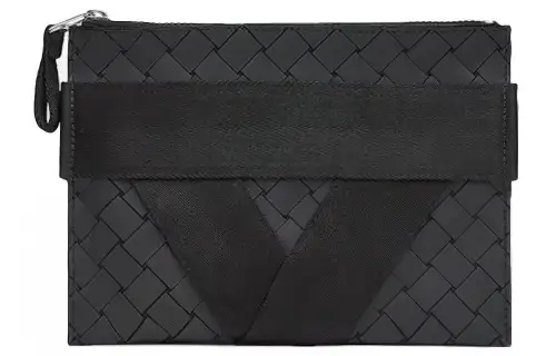 Bottega Veneta Woven Leather Clutch Regular Men's Black