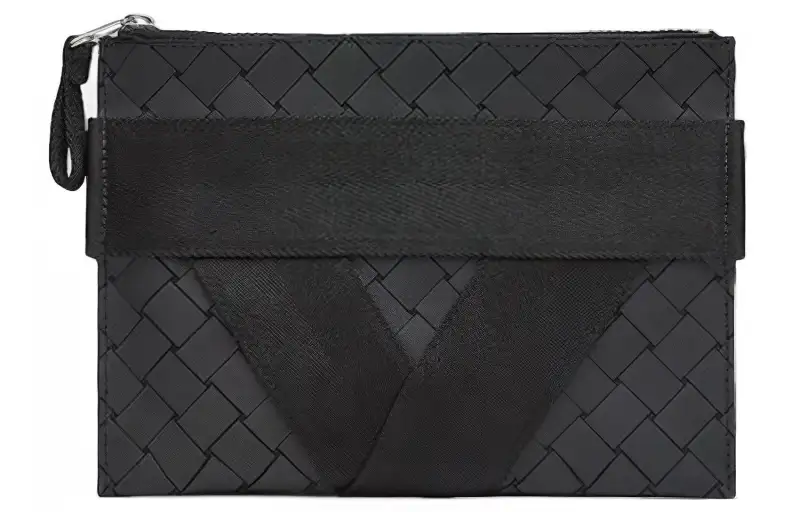 Bottega Veneta Woven Leather Clutch Regular Men's Black