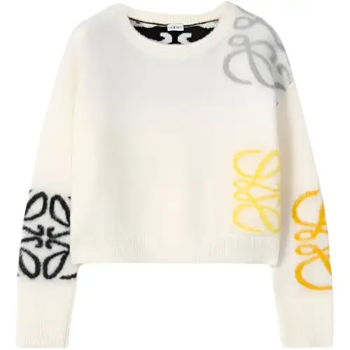 LOEWE Sweaters Women's White Crew Neck Moderate Base Layer