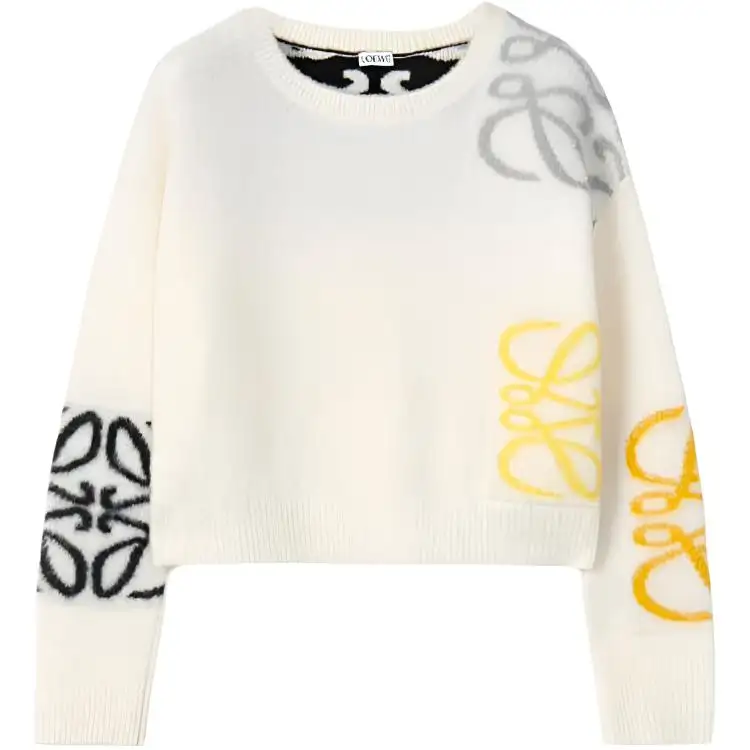 LOEWE Sweaters Women's White Crew Neck Moderate Base Layer