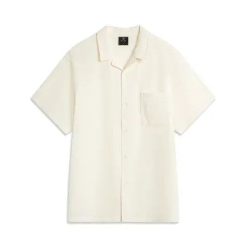 LiNing Wade series solid color soft breathable versatile casual short-sleeved shirt men's style