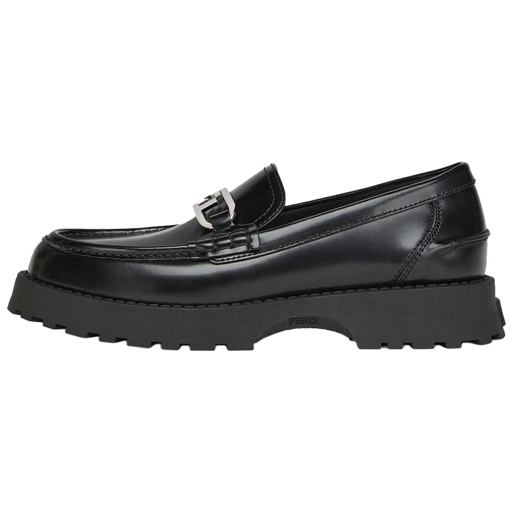 FENDI Fendi Leather для отдыха Лоферы ног мужской стиль черный