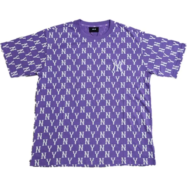 MLB T-Shirts Unisex Purple Crew Neck Moderate Straight Fit