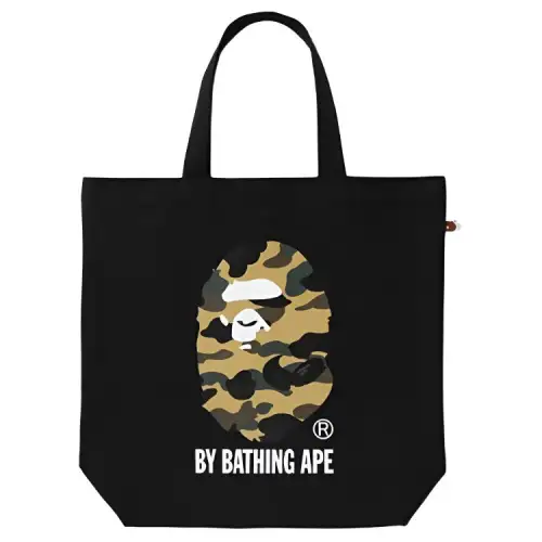 A BATHING APE Minimalist Style Handbag Unisex Black White