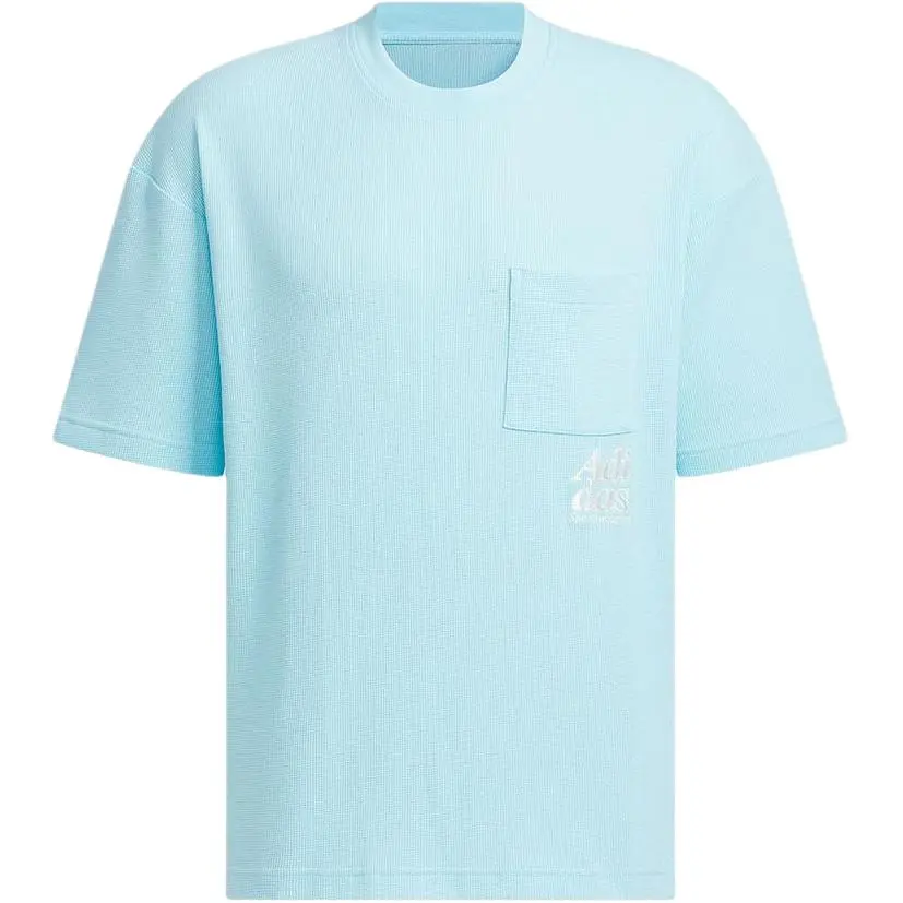Adidas T-Shirts Men's Sky Blue Crew Neck Moderate Straight Fit