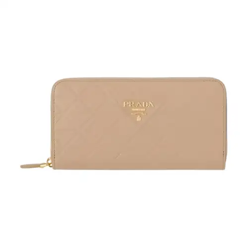 PRADA Leather Wallet Women's Sand Beige Yellow