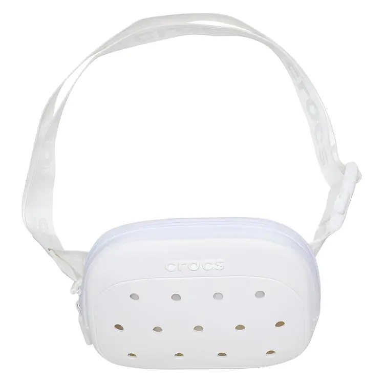 Crocs Letter Solid Color Design Fanny Pack Women's White