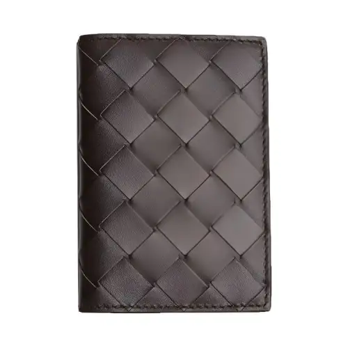 Bottega Veneta Solid Color Cow Leather Card Holder Mini Men's Brown