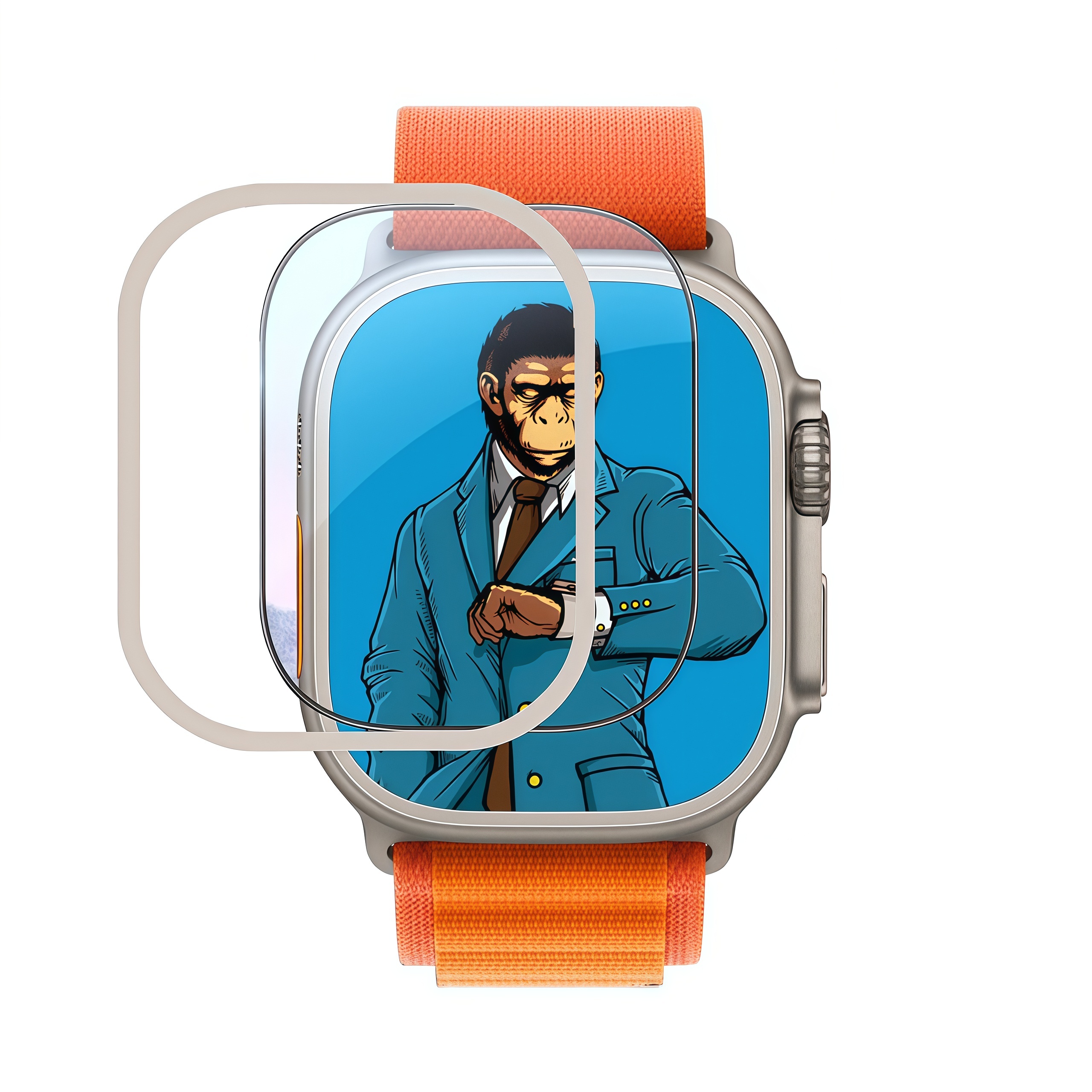 Mr. Blue Monkey BLUEO Apple Watch Ultra3/2/1 Apple HD tempered film Sapphire protective film & titanium alloy frame set with film artifact smart watch accessories