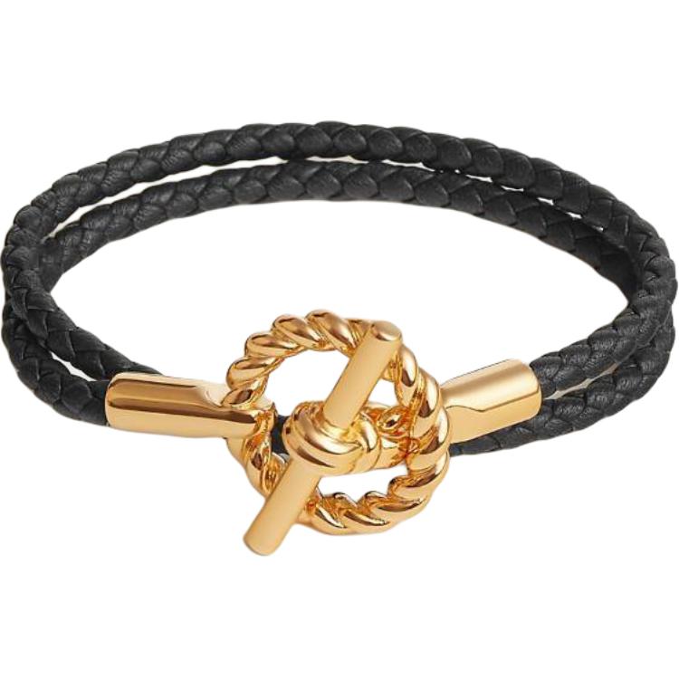 Женский браслет Hermes Glenan godronne (черный)