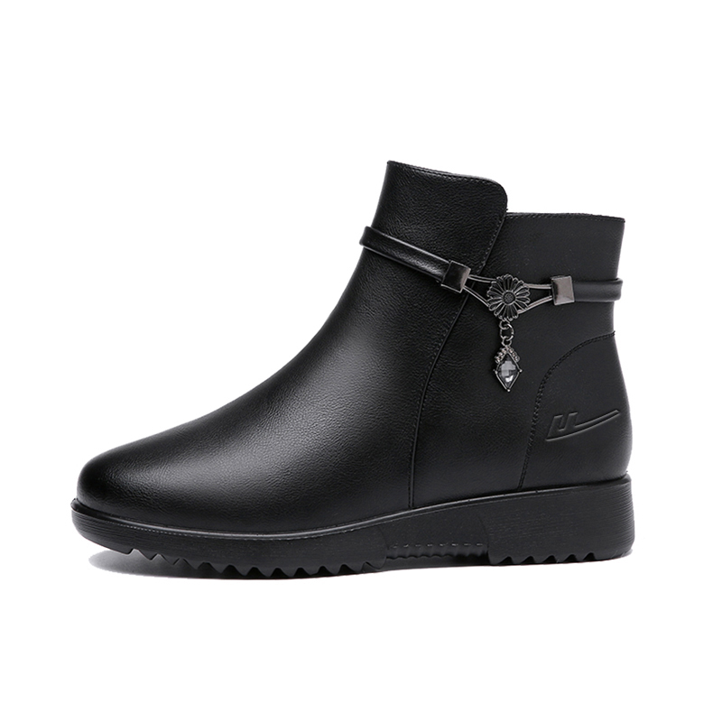 Warrior winter cotton shoes, autumn and winter cotton boots, warm, wear-resistant, waterproof and non-slip, comfortable and versatile, winter cold-proof leather shoes, soft soles, snow boots for women