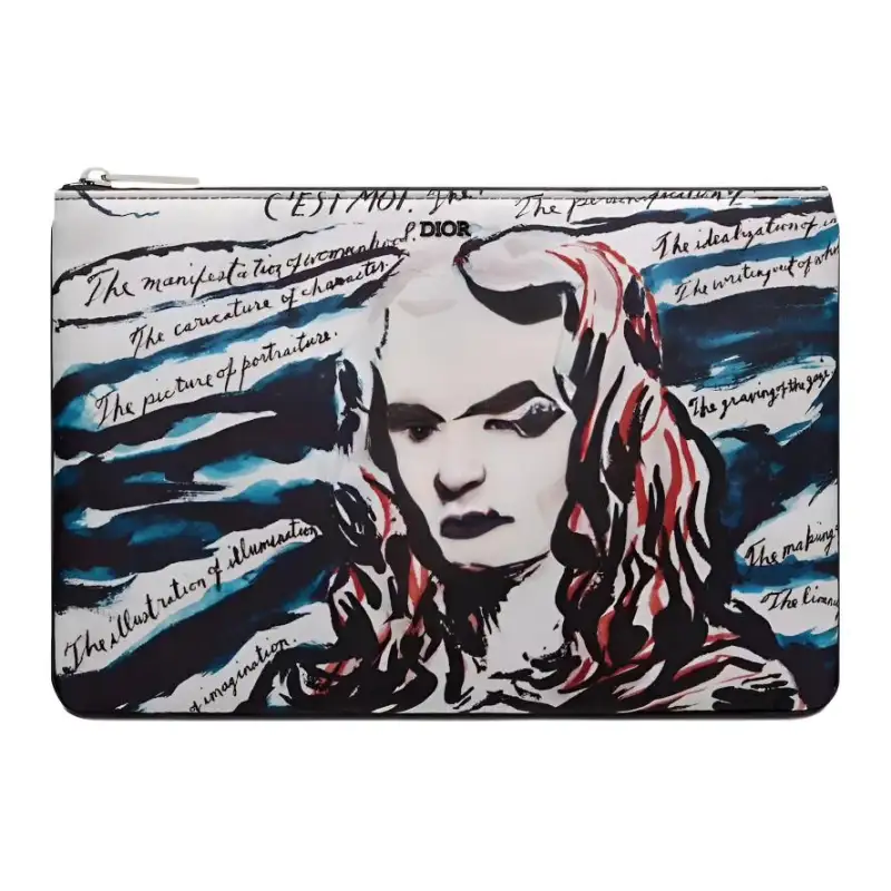 DIOR Raymond Pettibon Collaboration Nylon Clutch Men's Multicolor