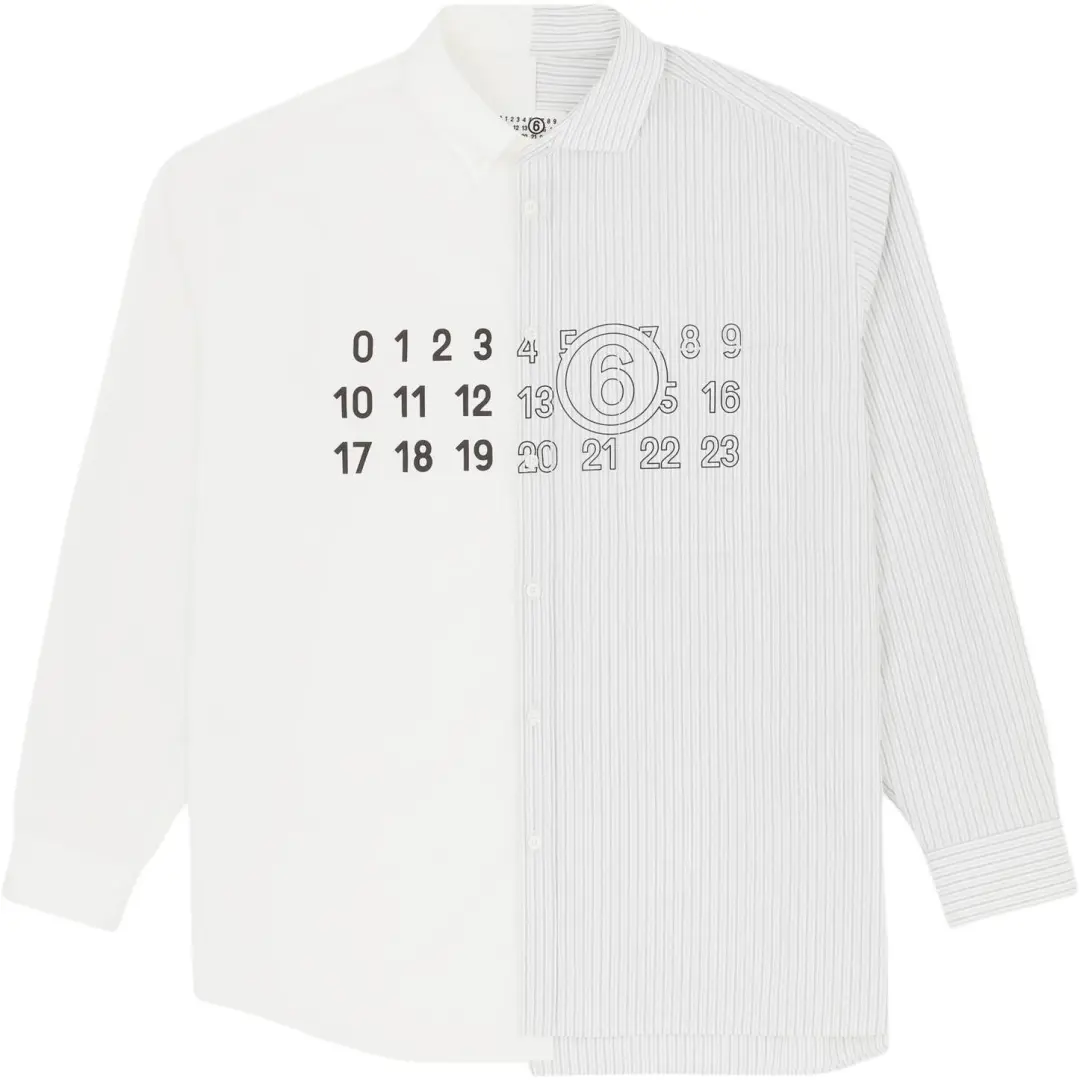 MM6 Maison Margiela Panelled Stripe Detailed Long Sleeve Shirt