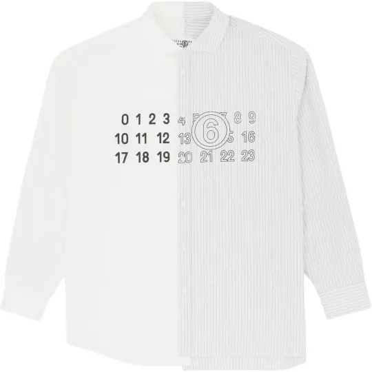 MM6 Maison Margiela Panelled Stripe Detailed Long Sleeve Shirt