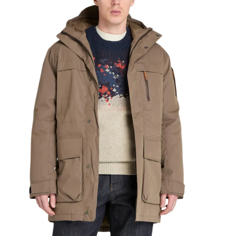 Timberland Down Jackets Men's Khaki Hooded Moderate