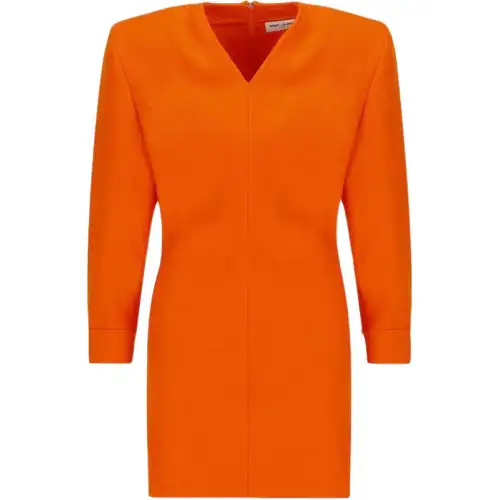 SAINT LAURENT Long Sleeved Dress Women's Orange